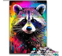 Puzzles pour Adultes 1000 pièces psychédéliques en Carton représentant Un Raton Laveur, idéal pour Les Adolescents et Les Ados, idéal comme Cadeau d'anniversaire ou de Vacances(26x38cm)