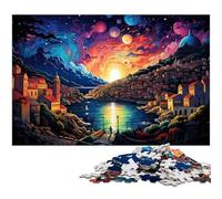 Puzzles pour Adultes 1000 pièces Psychédélisme coloré sur l'île de Hvar Décoration de la Maison Puzzles Cadeaux de Noël 1000 pièces (75 x 50 cm)