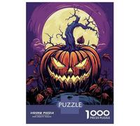 Puzzles pour Adultes 1000 Pièces Pumpkin Moon Halloween Puzzles pour Adultes Jeux Amusants Défi Difficile Activités Amusantes À La Maison, 52x38cm/1000pcs