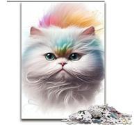 Puzzles pour Adultes 1000 pièces Puzzle Abstrait Visage Animal Chat Fabriqué en Carton, Cadeau Parfait pour Les Anniversaires, Noël, Halloween, Thanksgiving, Pâques 1000 pièces(26x38cm)