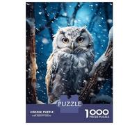 Puzzles pour Adultes, 1000 Pièces, Puzzle Adolescents Chouette Blanche dans Neige, Jeu de Main, Défi Difficile, Jeu sophistiqué, Cadeaux 52 x 38 cm/1000 Pièces