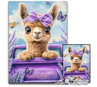 Puzzles pour Adultes 1000 pièces Puzzle Alpaga Lavande Puzzles en Bois pour la décoration intérieure, Divertissement en Famille, 14 Ans et Plus 50x75cm