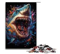 Puzzles pour Adultes 1000 pièces Puzzle Animal psychédélique coloré Requin Jeux éducatifs à Domicile Jouets à Faire soi-même Excellent Cadeau pour Les Jeux 1000 pièces (75 x 50 cm)