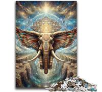 Puzzles pour Adultes 1000 pièces Puzzle Animal Psychédélique Éléphant Soulagement du Stress Défi Difficile Idéal comme Cadeau pour Toute la Famille 38x26cm