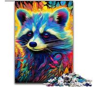 Puzzles pour Adultes 1000 pièces, Puzzle Animal psychédélique Raton Laveur, Jeu décoratif à Faire soi-même, Jouet interactif Familial (Taille : 50x75cm)