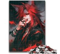 Puzzles pour Adultes 1000 pièces Puzzle Anime Fox Mask Girl Soulagement du Stress Défi Difficile Améliorer l'amour Entre Les Couples 50x75cm