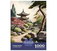 Puzzles pour adultes, 1000 pièces, puzzle aquarelle jardin japonais, jeu de réflexion, idée cadeau pour femmes, anniversaires uniques 70 x 50 cm/1000 pièces