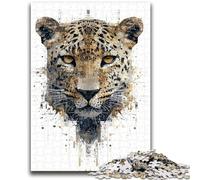 Puzzles pour Adultes 1000 pièces Puzzle Art Léopard Soulagement du Stress Défi Difficile Idéal comme Cadeau pour Toute la Famille 50x75cm