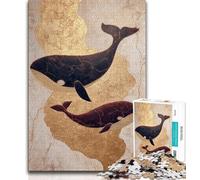 Puzzles pour Adultes 1000 pièces Puzzle Baleine dorée, Anti-Stress, défi Difficile, décoration d'intérieur Unique et Cadeaux (38x26cm)