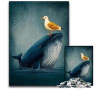 Puzzles pour Adultes 1000 pièces Puzzle Baleines et Oiseaux Puzzles en Carton Jouets Cadeau Éducatif Intellectuel Décompressant Amusant Jeu Familial 26X38CM