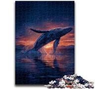 Puzzles pour Adultes 1000 pièces Puzzle Baleines sous Le Ciel Nocturne Jeu éducatif Familial Offrez des Cadeaux pour Toute la Famille à partir de 14 Ans 50x75cm