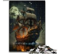 Puzzles pour Adultes 1000 pièces Puzzle Bateau Pirate en Carton, pour Les Anniversaires, Noël, Halloween, Thanksgiving, Pâques 1000 pièces(26x38cm)