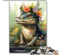 Puzzles pour Adultes 1000 pièces Puzzle bébé Crocodile coloré Peint à la Main en Bois, activité éducative pour Les compétences cognitives Amélioration des compétences cognitives 1000 pièces(50x75cm)