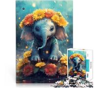 Puzzles pour Adultes 1000 pièces Puzzle bébé éléphant Mignon - Jeu Stimulant 26x38cm Soulagement du Stress Défi Difficile