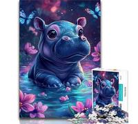 Puzzles pour Adultes 1000 pièces, Puzzle bébé Hippopotame Difficile, 1000 pièces, Jeux éducatifs, décoration Murale, Cadeaux d'anniversaire et de Noël Uniques (Taille 75x50cm)