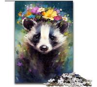 Puzzles pour Adultes 1000 pièces, Puzzle bébé Raton Laveur coloré en Bois, pour Les Parents, Les Amoureux et Les Amis - 14 Ans et Plus, 1000 pièces(50x75cm)