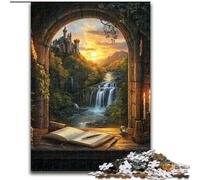 Puzzles pour Adultes 1000 pièces Puzzle Books by The Window, Anti-Stress Staycation Kill Time Wishlist avec Père Noël 50x75cm