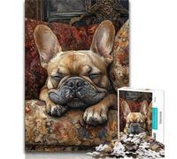 Puzzles pour Adultes 1000 pièces Puzzle Bouledogue français, Staycation Kill Time, Renforcez l'amour Entre Les Couples pour Les 14 Ans et Plus 38x26cm