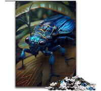 Puzzles pour Adultes 1000 pièces, Puzzle bourdonnant en Bois, Motif Abeille Bleue, Casse-tête Stimulant pour Adolescents et familles, 1000 pièces(50x75cm)