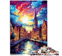 Puzzles pour Adultes 1000 pièces Puzzle Bruges Artwork 26x38cm avec pièces entièrement emboîtables de Formes aléatoires pour Les 14 Ans