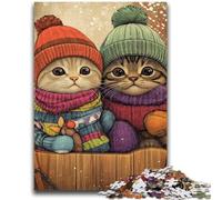 Puzzles pour Adultes 1000 pièces Puzzle Chat Couple Jouets Jeux éducatifs Soulagement du Stress Convient pour la décoration de Bureau 26x38cm