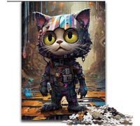 Puzzles pour Adultes 1000 pièces Puzzle Chat futuriste pour s'amuser en Famille Parfait pour Les Vacances, Les soirées de Jeux interactives (Taille : 26x38cm)