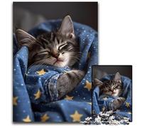 Puzzles pour Adultes 1000 pièces Puzzle Chaton Étoile Puzzles en Carton pour Noël, Halloween, Pâques, Nouvel an 26x38cm