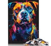 Puzzles pour Adultes 1000 pièces Puzzle Chien Staffordshire Bull Terrier pour Adultes Puzzle en Carton Jeux éducatifs pour Adultes et Enfants Taille 38x26cm