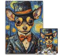 Puzzles pour Adultes 1000 pièces Puzzle Chihuahua Ciel Nocturne Puzzles en Carton pour la décoration intérieure, Divertissement en Famille, 14 Ans et Plus 26x38cm