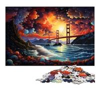 Puzzles pour Adultes 1000 pièces Puzzle coloré Golden Gate Bridge pour Adultes Puzzle en Bois Décoration de la Maison 1000 pièces (75 x 50 cm)
