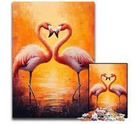 Puzzles pour Adultes 1000 pièces Puzzle Couple de Flamants Roses Puzzles en Bois Soirée de Jeux en Famille, œuvres d'art décoratives à Faire soi-même 50x75cm