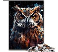 Puzzles pour Adultes 1000 pièces Puzzle d'art numérique Hibou en Carton, idée Cadeau d'anniversaire, Jeu de réflexion Stimulant 1000 pièces(26x38cm)