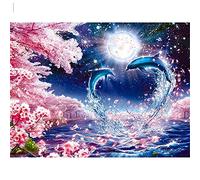 Puzzles pour adultes 1000 pièces - Puzzle dauphin et lune pour enfants, adolescents et aînés Puzzle défi familial avec lettres au dos - 1000 pièces (26x38cm)