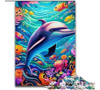 Puzzles pour Adultes 1000 pièces Puzzle Dauphins colorés Jeu de réflexion pour Adolescents, pour Une soirée de Jeux en Famille (Taille : 26x38cm)