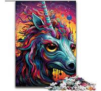 Puzzles pour Adultes 1000 pièces Puzzle de Chevaux colorés psychédéliques Jeu pour Adultes Cadeau Jeu interactif Familial Défi cérébral Cadeau (Taille : 26x38cm)