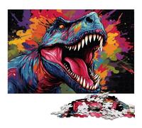 Puzzles pour Adultes 1000 pièces Puzzle de Dinosaures colorés de la Jungle découpé avec précision idéal comme Cadeau pour Toute la Famille 1000 pièces (38 x 26 cm)
