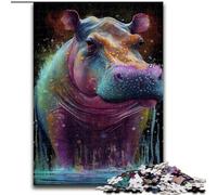 Puzzles pour Adultes 1000 pièces Puzzle de Peinture à l'encre Hippo en Carton, Jouets Cadeau éducatif intellectuel décompressant Amusant Jeu Familial 1000 pièces(26x38cm)
