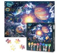 Puzzles pour adultes 1000 pièces, puzzle de planètes dans l'espace Œuvre d'art, Terre et étoiles Espace Puzzles Défis Décoration de la Maison Cadeau Jouet pour Hommes Femmes Personnes âgées 68 x 40 cm