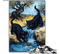 Puzzles pour Adultes 1000 pièces Puzzle Deux Chats Noirs, pour Jeu éducatif, Jouet de défi, améliorer la mémoire pour Les 14 Ans (Taille 50x75cm)