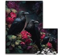Puzzles pour Adultes 1000 pièces Puzzle Deux Corbeaux Jeux éducatifs, avec Affiche et fiche de Questions-réponses pour Les 14 Ans et Plus 50x75cm