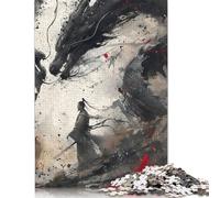 Puzzles pour Adultes 1000 pièces Puzzle Dragon Samouraï Japonais Interagissant avec Les Membres de la Famille 1000 pièces (75 x 50 cm)