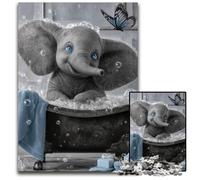 Puzzles pour Adultes 1000 pièces Puzzle Éléphant et Papillon Bleu Puzzles en Carton Anti-Stress Staycation Tue Le Temps, Une œuvre d'art pour Et 14 Ans 26X38CM