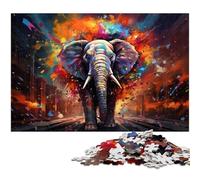 Puzzles pour Adultes 1000 pièces Puzzle en Bois coloré Motif éléphant Jeux éducatifs en Famille 1000 pièces (75 x 50 cm)