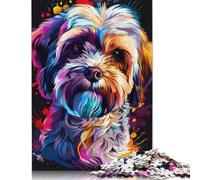 Puzzles pour Adultes 1000 pièces Puzzle en Bois Lhassa Apso Chien Art Puzzles Illustration Puzzle Cadeaux d'anniversaire Uniques 1000 pièces (75 x 50 cm)