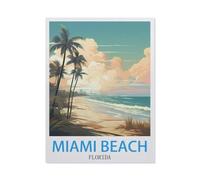 Puzzles pour Adultes 1000 Pièces Puzzle en Papier，Miami Beach, Floride，Impossible Puzzle Brain Challenge ， Convient pour La Décoration De La Maison（50x70cm）-CC40