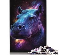 Puzzles pour Adultes 1000 pièces, Puzzle en Papier Motif Hippopotame, Animaux de la Galaxie, pour Adultes et Adolescents, décoration d'intérieur, Jouets, 1000 pièces (75 x 50 cm)