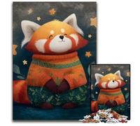 Puzzles pour Adultes 1000 pièces Puzzle Étoile Panda Rouge Puzzles en Bois Soulagement du Stress Staycation Tuer Le Temps, Une œuvre d'art pour et 14 Ans 50X75CM