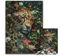 Puzzles pour Adultes 1000 pièces Puzzle Fleur Léopard Un Casse-tête Stimulant pour Les Adolescents, Une soirée de Jeux en Famille Amusante 50x75cm