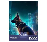 Puzzles pour adultes, 1000 pièces, puzzle futuriste Berger allemand, jeu de réflexion, idée cadeau pour femme, anniversaire unique 38 x 26 cm/1000 pièces