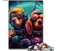 Puzzles pour Adultes, 1000 pièces, Puzzle Golden Retriever psychédélique, Jeu pour Adultes, Cadeau, Jeu interactif Familial, défi cérébral, Cadeau (Taille : 26x38cm)